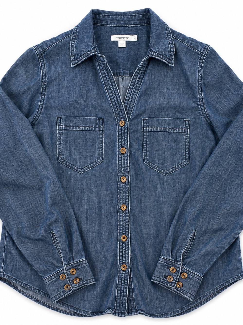 Chico's Indigo Washed Denim Shirt